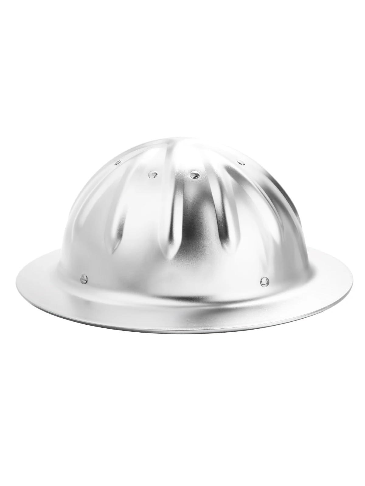 LUXUCURE Full Brim Hard Hats Aluminum Alloy Construction Safety Helmet,Rivet Reinforced Protective Equipment Work Cap for Engineering Miner\'s Forestry,Silver