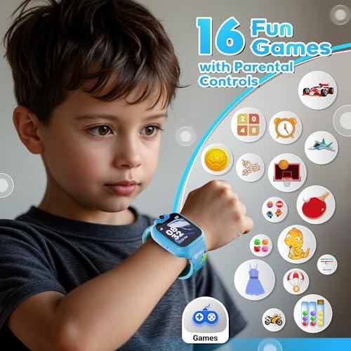 Contixo Contixo Kids Smart Watch-HD Touch Screen Educational Smartwatch with Camera, Video & Audio Recording, MP3 Music Player for Kids 3-12 Year Old Boys and Girls Children-Blue