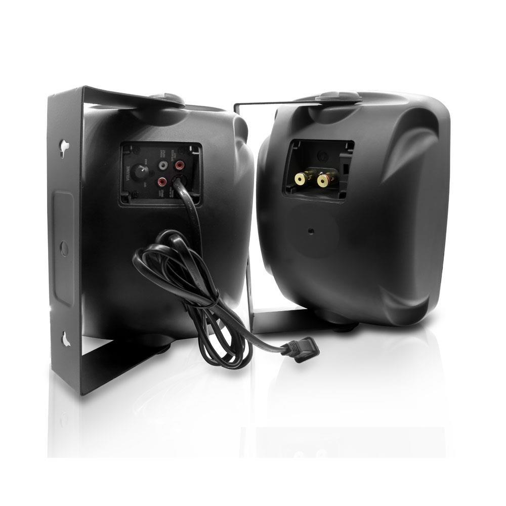 Pyle Pyle Outdoor Bluetooth Speaker Pair with Wall Mount - 600W 5.25 Inch & 300W 6.5 Inch Waterproof Indoor/Outdoor Speakers (Black)