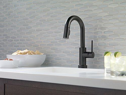 DELTA FAUCET Delta Faucet Trinsic Touch Bar Faucet, Matte Black Bar Faucet, Bar Sink Faucet Single Hole, Wet Bar Faucets with Pull Down Sprayer, Prep Sink Faucet, Touch2O Technology, Matte Black 9959T-BL-DST
