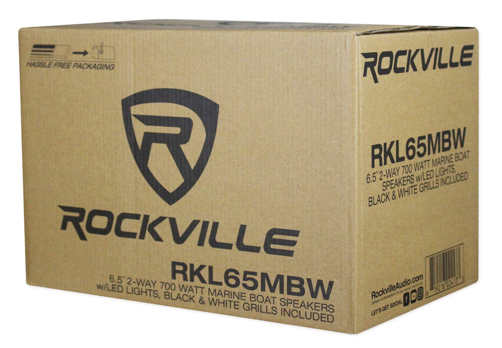 Rockville Rockville 3 RKL65MBW Dual 6.5" Marine Wakeboard LED Speakers+2 Color Grilles
