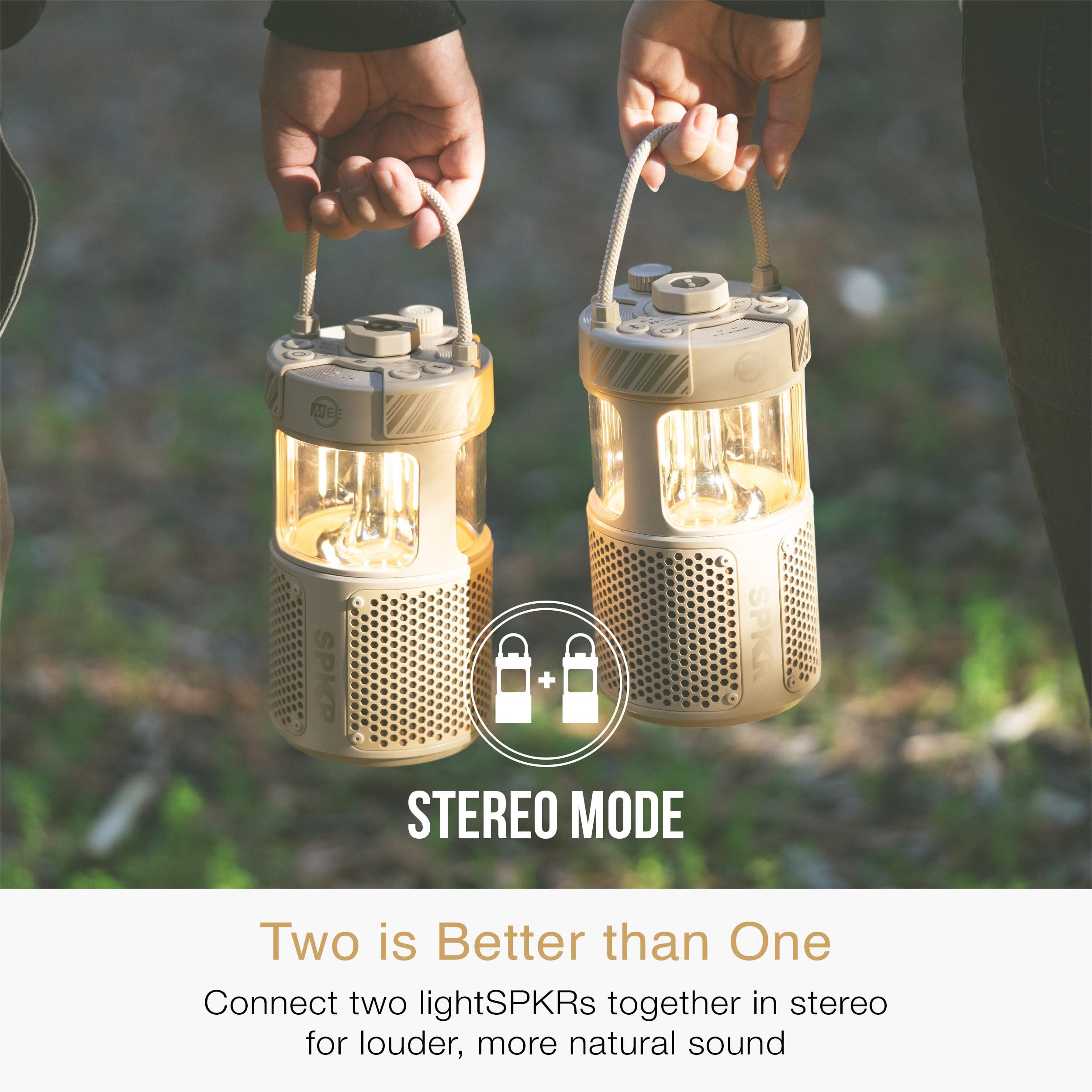 MEE audio MEE audio lightSPKR Bluetooth Wireless Speaker w/Camping Lantern: 360 Audio, 3 Audio Modes, 2 Light Colors & Infinite Brightness Adjustment, IPX6 Waterproof for Indoor & Outdoor use (Desert Sand)