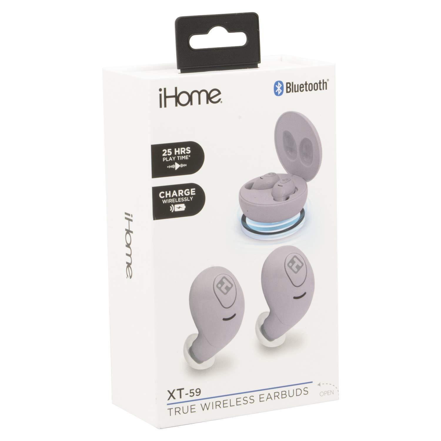 iHome iHome Wireless Earbuds with Charging Case, Water Resistant Bluetooth Earphones with Microphone and Touch Control, Purple