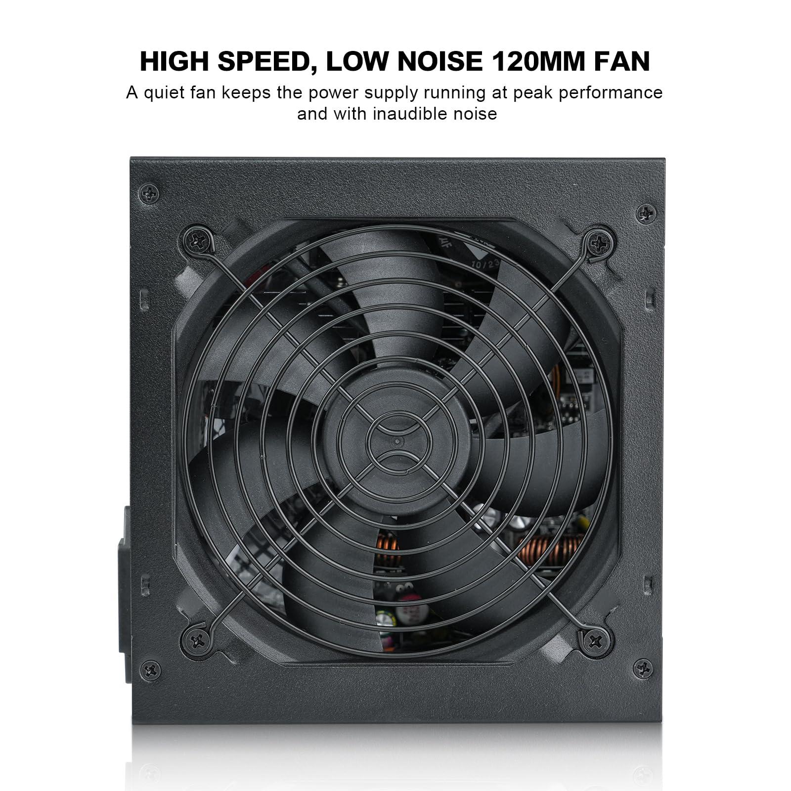 Segotep Segotep 650W 80 Plus Gold Certified Non-Modular ATX Power Supply with 6+2 Pin Connectors PFC Protection and RoHS Compliance, 120mm Silent Fan Gaming PSU GN-650 Black