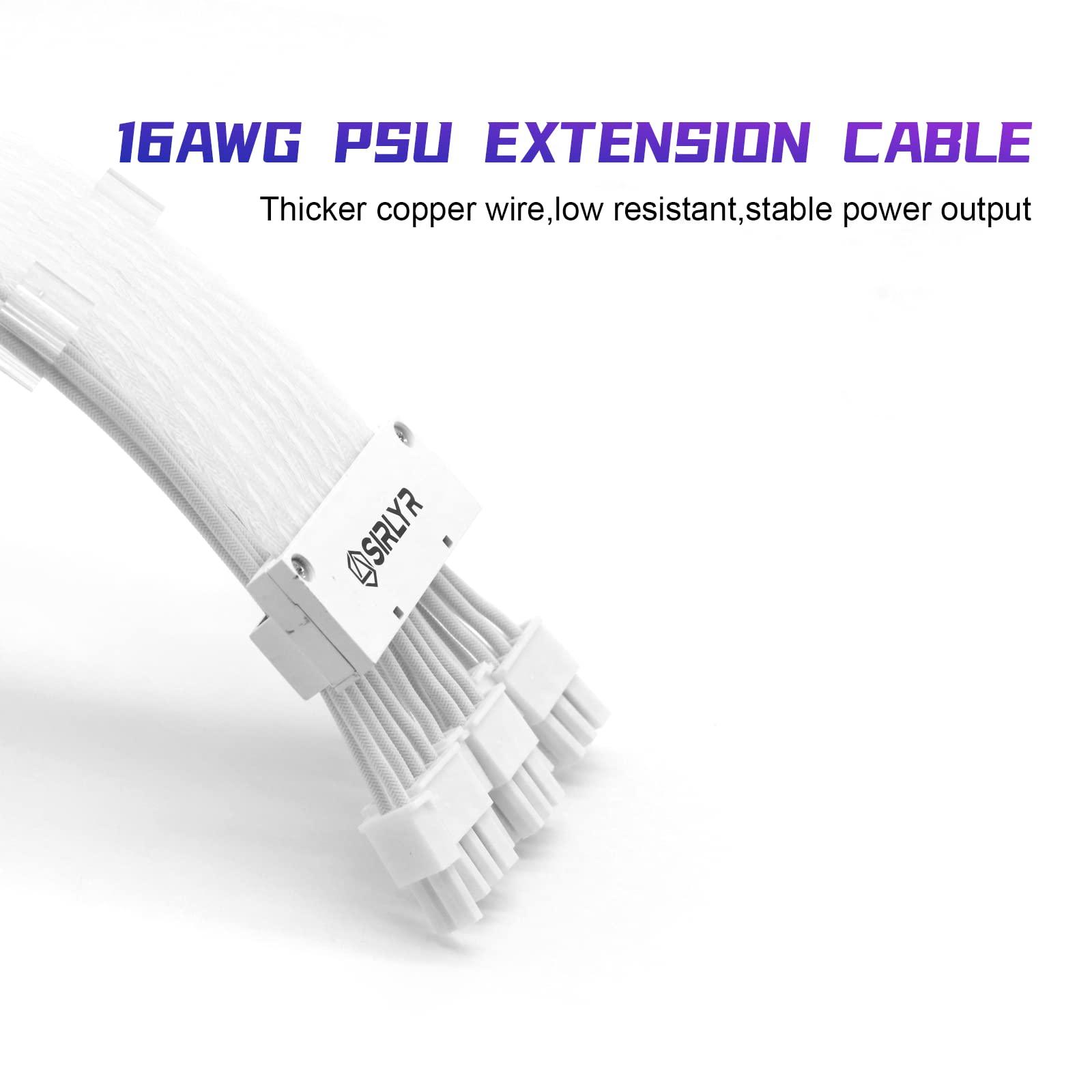 Sirlyr Sirlyr RGB PSU Cables,Full White ARGB GPU Power Supply Cable 3 * 8(6+2) Pin,Strimer Extension Cable Kit 5V 3Pin Synchronized,Customed White PC Chassis (White Connector)