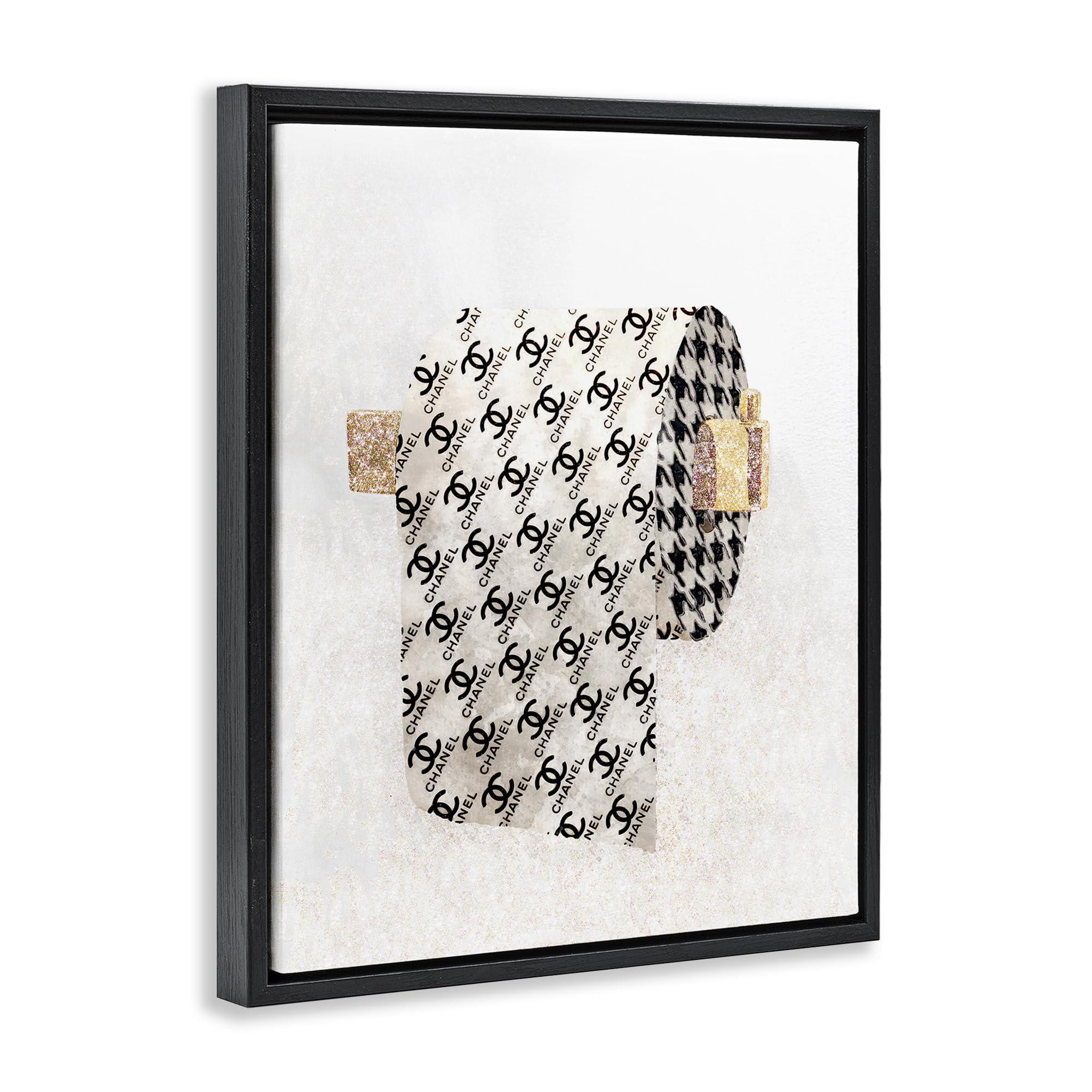Stupell Industries Stupell Industries Fashion Glam Toilet Paper Designer Detailing Framed Floater Canvas Wall Art Design by Ziwei Li