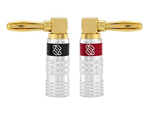Sewell Sewell Silverback Right Angle Banana Plugs, 12 Pairs Quick Connect Gold Plated Speaker Plugs 90 Degree