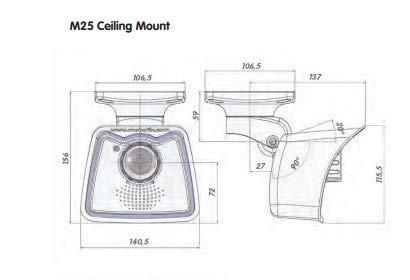 Mobotix MOBOTIX MX-M25M-SEC-NIGHT-N12 5MP AllroundMono fisheye Network Camera with L12 Lens (180), RJ45 Connection