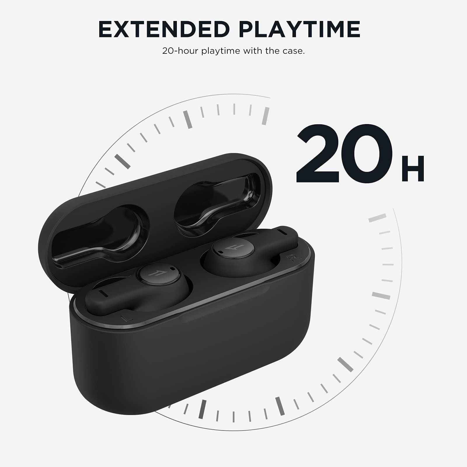 1MORE 1MORE PistonBuds Bluetooth Headphone 5.0 with 4 Built-in Mics ENC for Clear Call, True Wireless Earbuds,IPX4, 20H Playtime, HiFi Stereo in-Ear Deep Bass Headset, Black