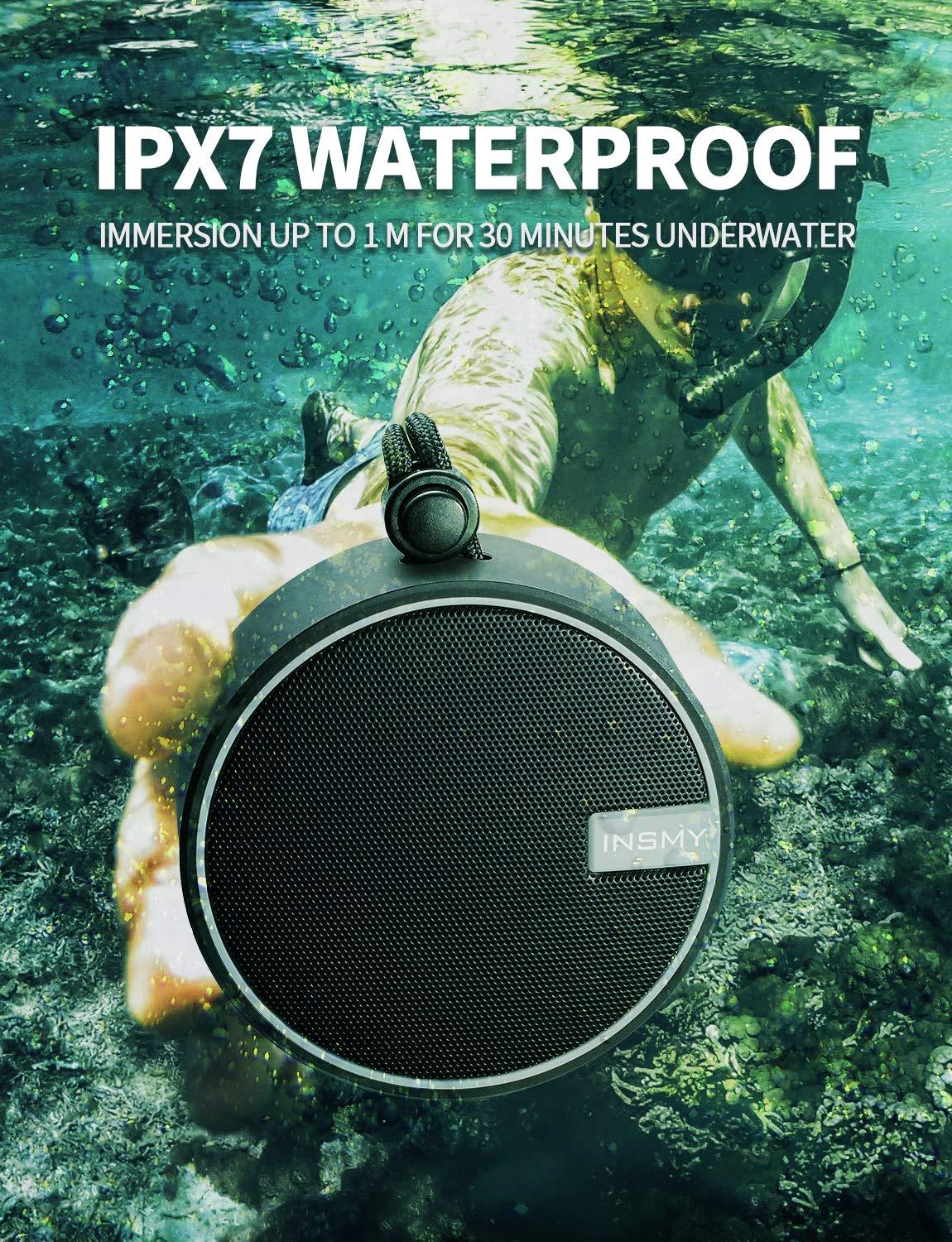 INSMY INSMY C12 IPX7 Waterproof Shower Bluetooth Speaker, Portable Small Speaker, Speakers Bluetooth Wireless Loud Clear Sound Support TF Card Suction Cup for Outdoor Kayak Canoe Beach Gift (Mint)