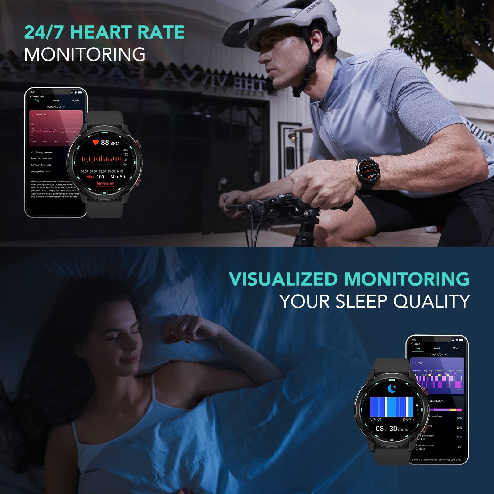 SKG SKG Smart Watch,Rugged Outdoor Watch with GPS, Fitness Tracker with Heart Rate, SpO2, Sleep Monitor, IP68 Waterproof, Multi-Sports, 3-Axis Compass,Blood Oxygen,''1.32''Screen Android iOS,Gift,V9C