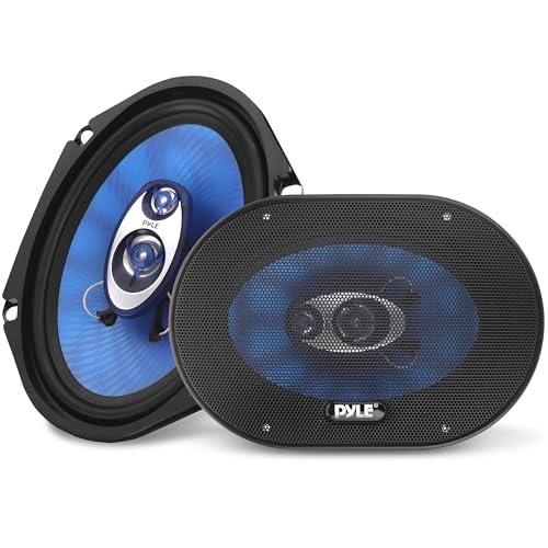 Pyle Pyle 6 x 8 Car Sound Speaker (Pair) - Upgraded Blue Poly Injection Cone 3-Way 360 Watts w/ Non-fatiguing Butyl Rubber Surround 70 - 20Khz Frequency Response 4 Ohm & 1\" ASV Voice Coil - Pyle PL683BL