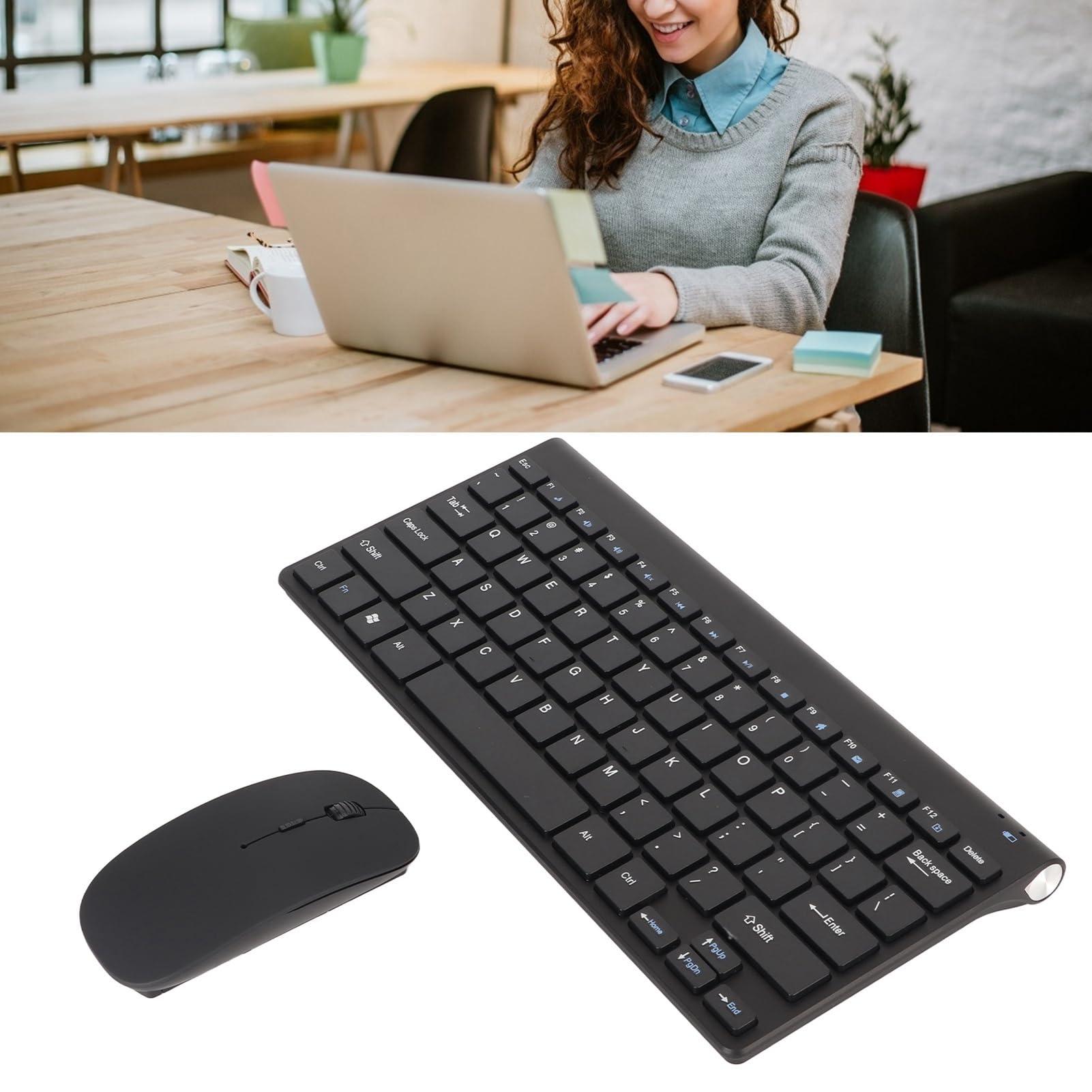 FOSA Keyboard Mouse Combo, Waterproof Keyboard and Mouse Set with LED Indicator for PC Laptop, Quiet and Ergonomic (black)