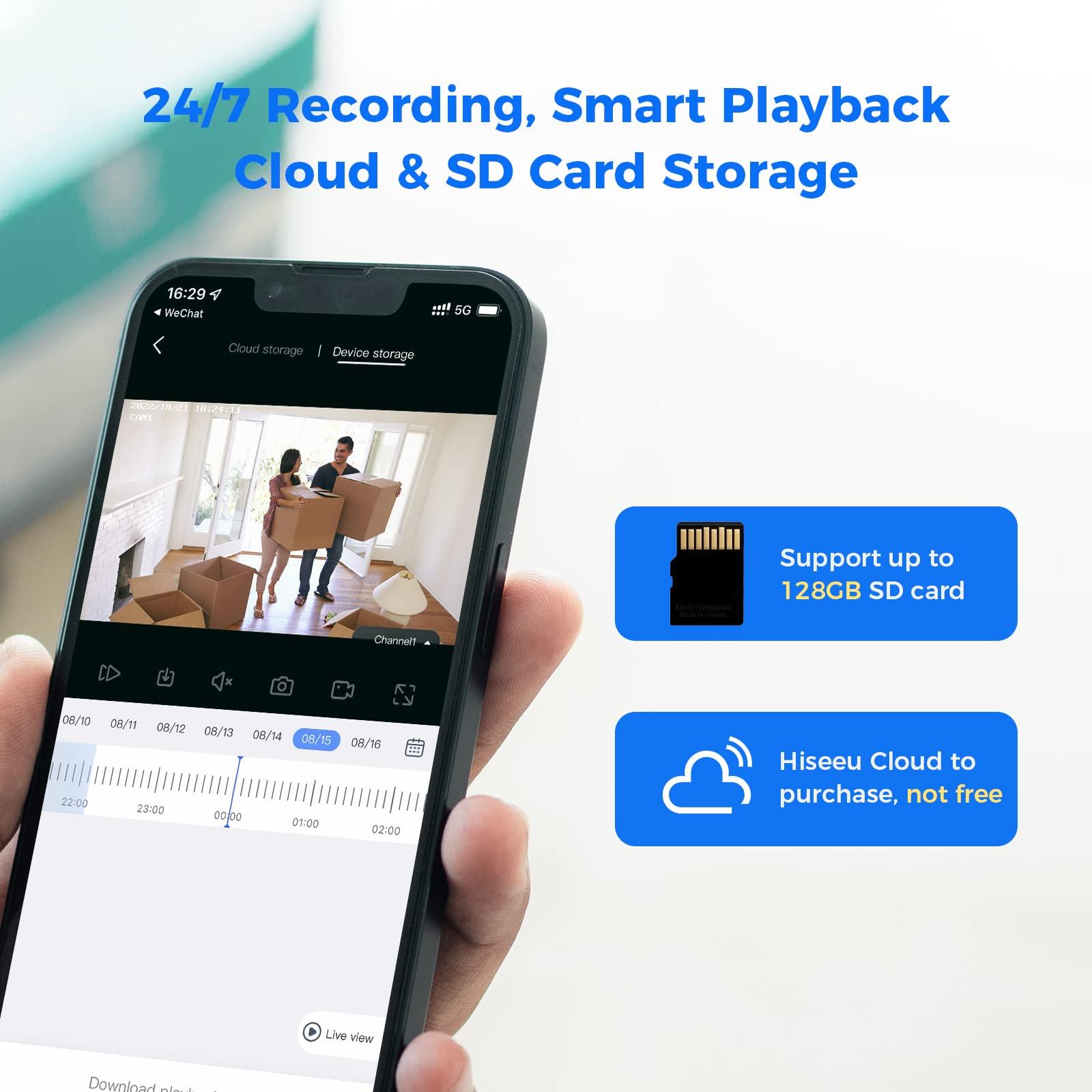 Hiseeu Hiseeu Wireless Security Camera Outdoor, 2.4G/5G 3MP WiFi Camera, Color Night Vision, Auto Tracking, Pan/Tilt, 360 View, Motion Detection, Two-Way Audio, IP66, Work with Alexa, No Monthly Fee