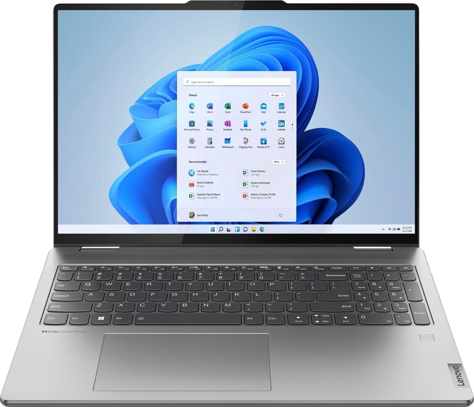 Lenovo Lenovo Yoga 7 16 2-in-1 Laptop 16"" WUXGA IPS Touchscreen AMD Hexa-Core Ryzen 5 7535U (Beats i7-1255U) 8GB RAM 512GB SSD Radeon 660M Graphic Backlit Fingerprint Reader Win11 + HDMI Cable, Gray