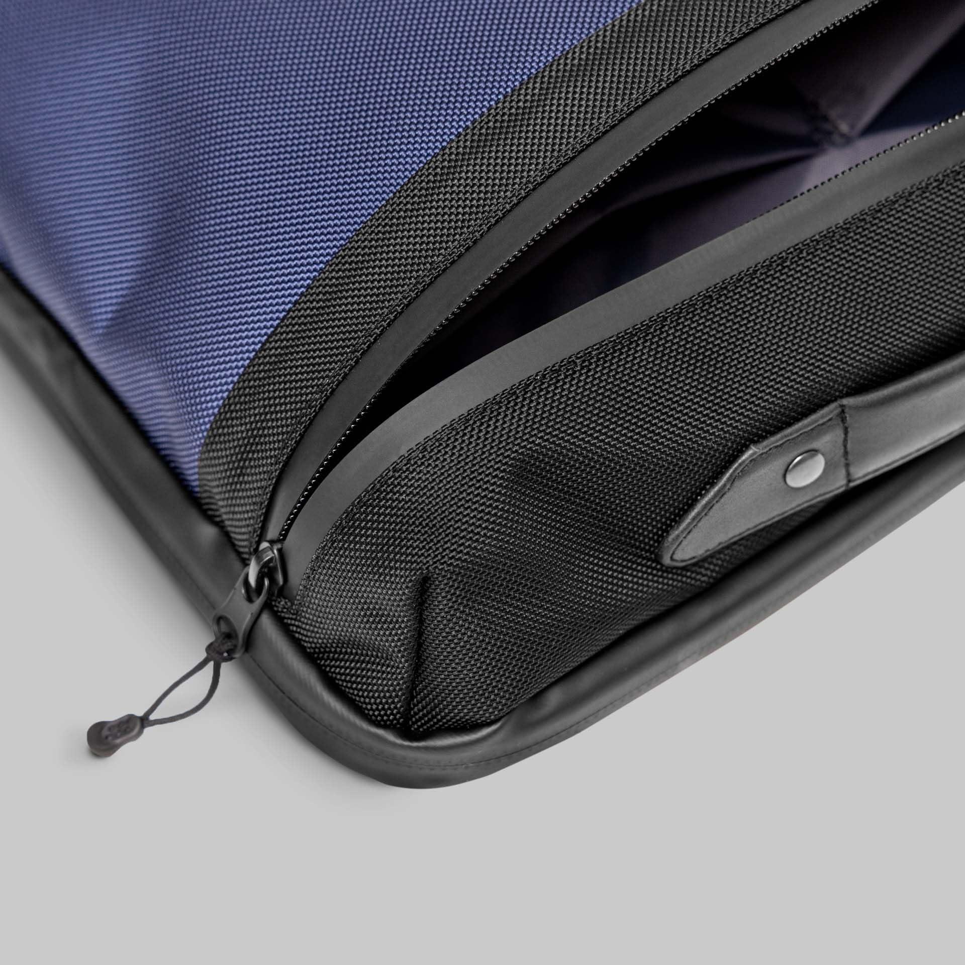 The Frenchie Co. The Frenchie Co. Speed Briefcase | Ultra Navy |Work & Travel Computer Briefcase with Collapsible Laptop Stand | Carry it like a backpack or brief | 15.6in computer |Ballistic Nylon & Italian Leather