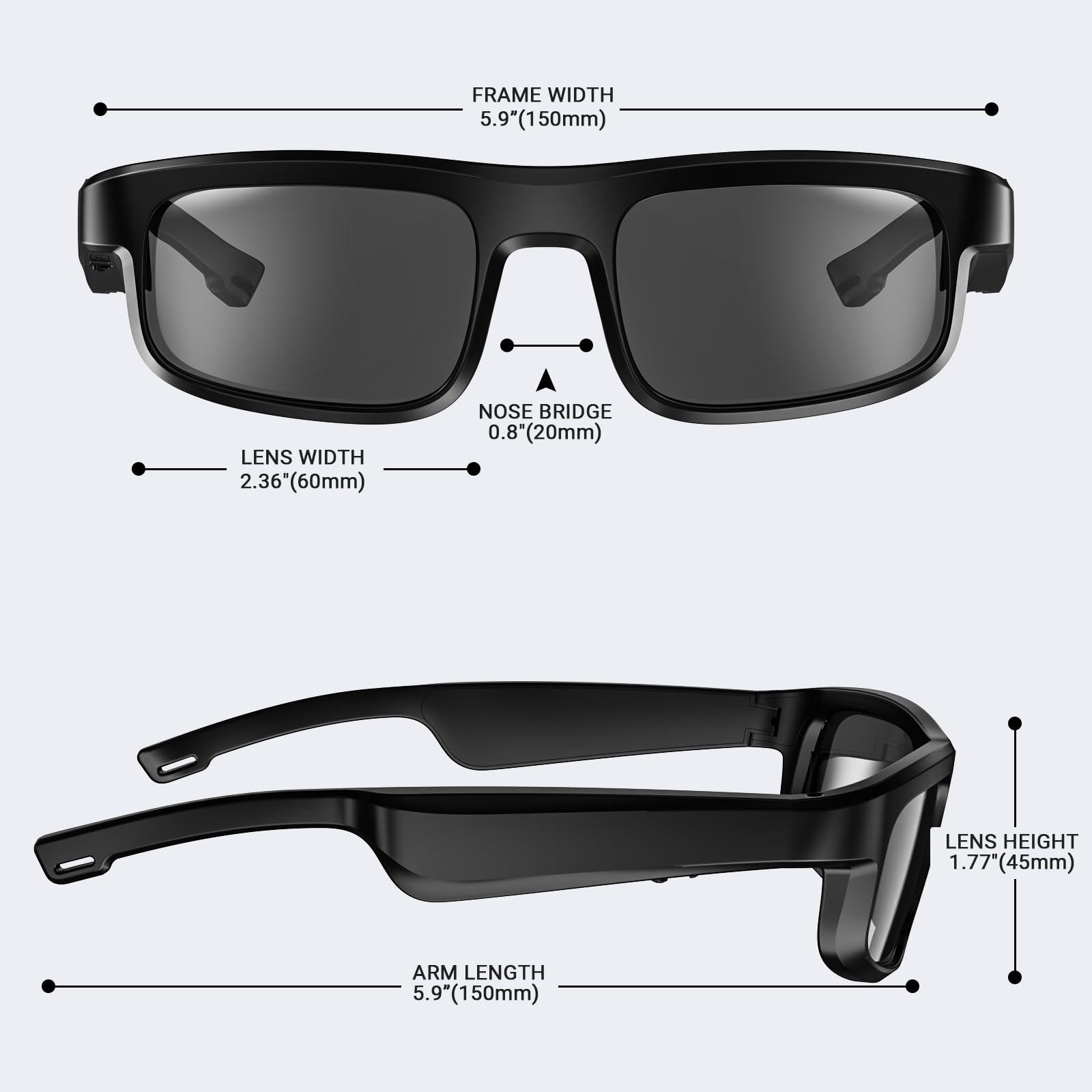 LVTEL LVTEL Smart Glasses, Polarized Bluetooth Sunglasses, Built-in Mic & Speakers, Voice Assistant, UV Protection Audio Sun Glass