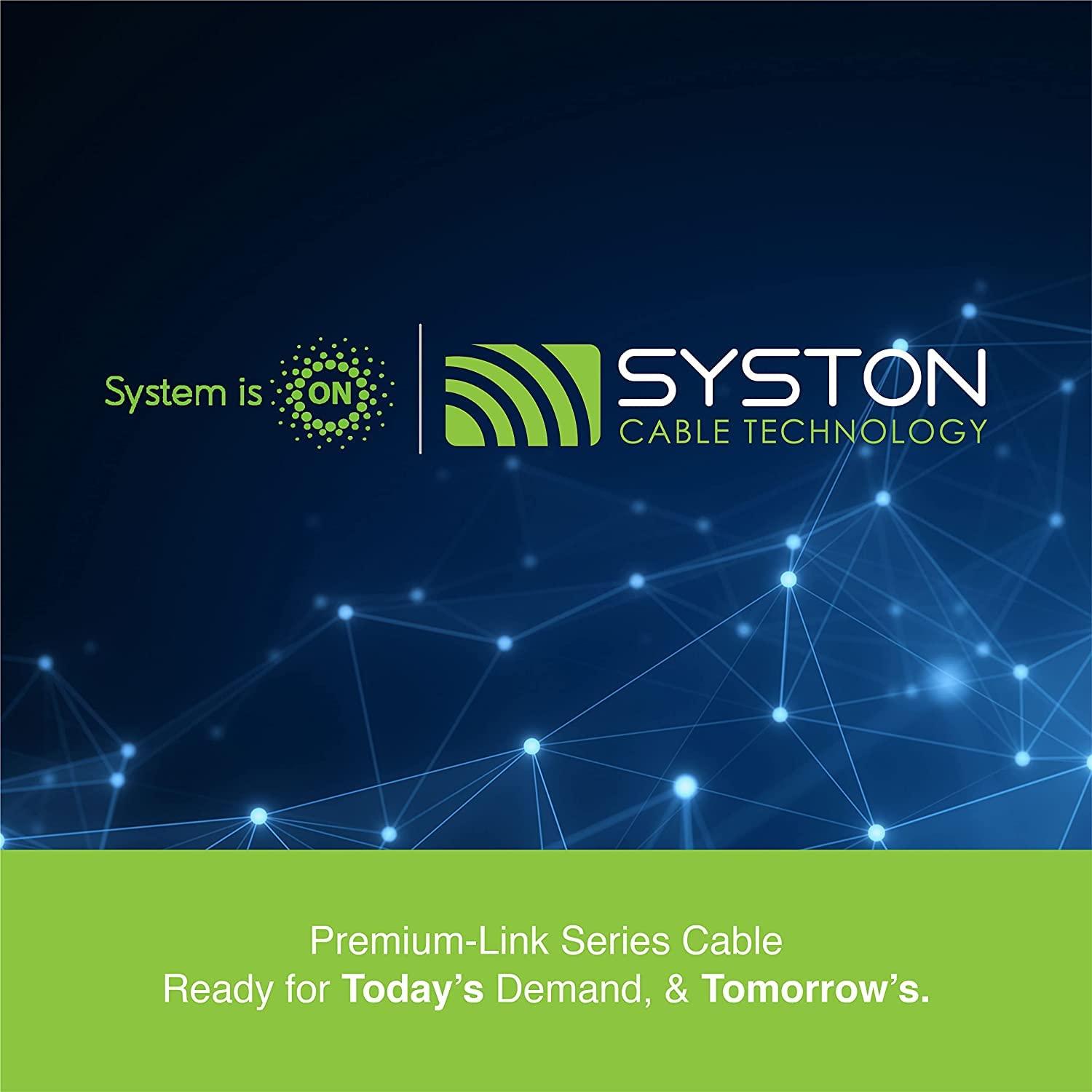 Syston Cable Technology Syston Cable Technology Cat 5e Ethernet Network Cable - 50 FT350MHz 24AWG Solid Bare Copper Wire Outdoor/Indoor, Bulk No Ends 10 Ft to 1000 Ft Available, Heat Resistant Plenum Rated - CMP