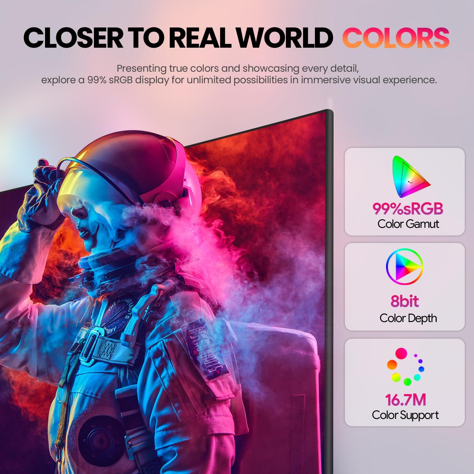 CRUA CRUA 24 Inch Curved Monitor, FHD(19201080P) 100HZ 99% sRGB Computer Monitors, Narrow Bezels on Three Sides, Blue Light Filter PC Monitor for Home, Office and Dormitory(HDMI, VGA)-White