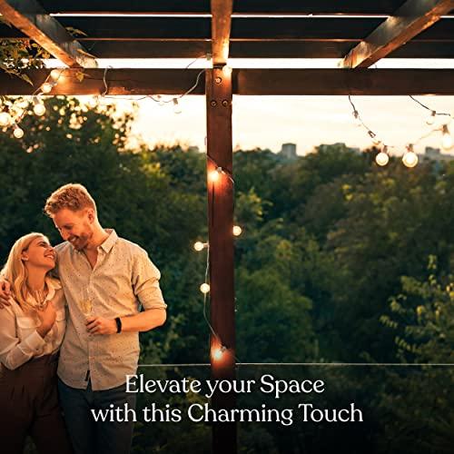 Brightech Brightech Ambience Pro LED String Lights - 26 Ft Commercial Grade Patio Lights Outdoor Waterproof - Globe Porch String Lights for Outside, Backyard - 1W Vintage Edison Bulbs, Shine Bright, White