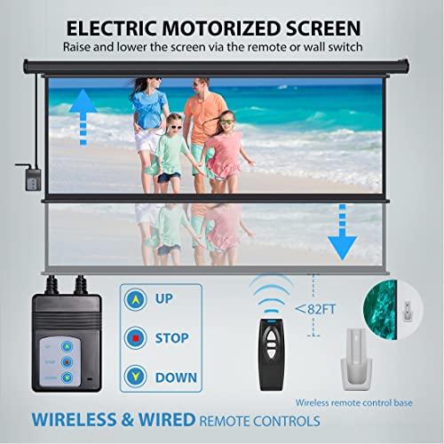 VIVOHOME VIVOHOME 100 Inch Electric Motorized Projector Screen with Remote, 16:9 8K 4K Ultra HD Widescreen for Movie Home Theater Cinema Office Video Game