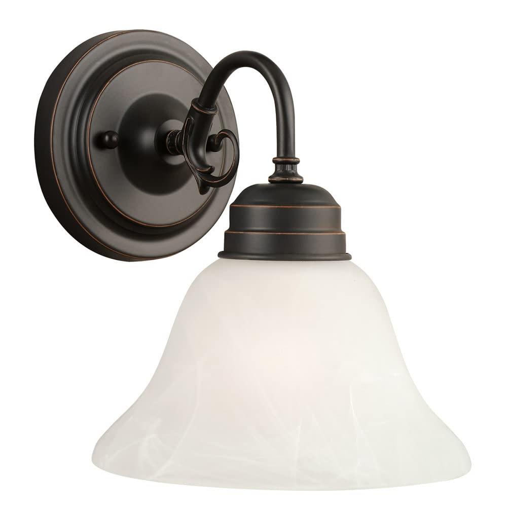 Design House Design House 514497 Millbridge Wall Traditional 1 Indoor Dimmable Light with Alabaster Glass for Bathroom Hallway Foyer, Oil Rubbed Bronze