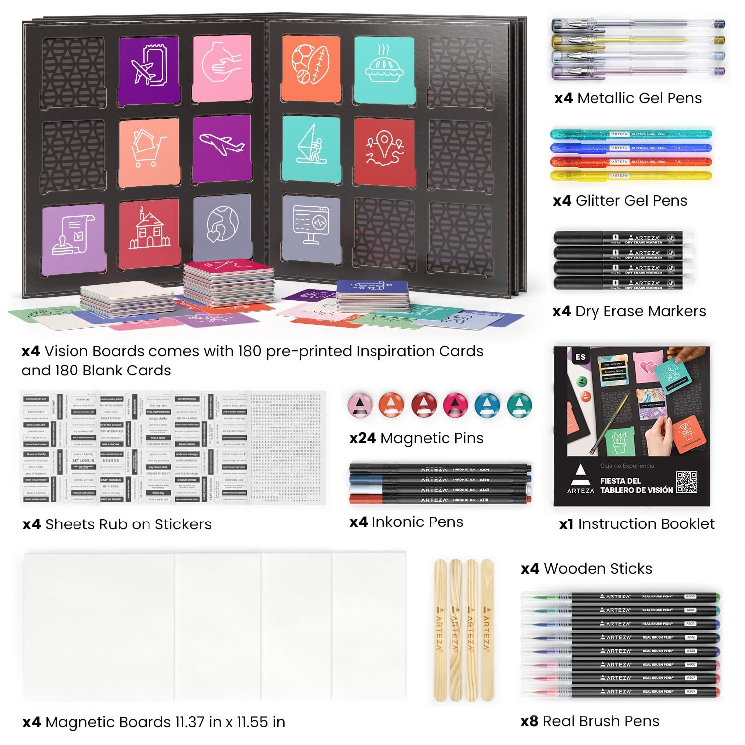 ARTEZA ARTEZA Vision Board Kit, Experience Box | Creative Art & Craft Set for Goal Setting, Party Kit for Group Activities, Business Planning, Personal Development, Art Supplies, Craft Supplies