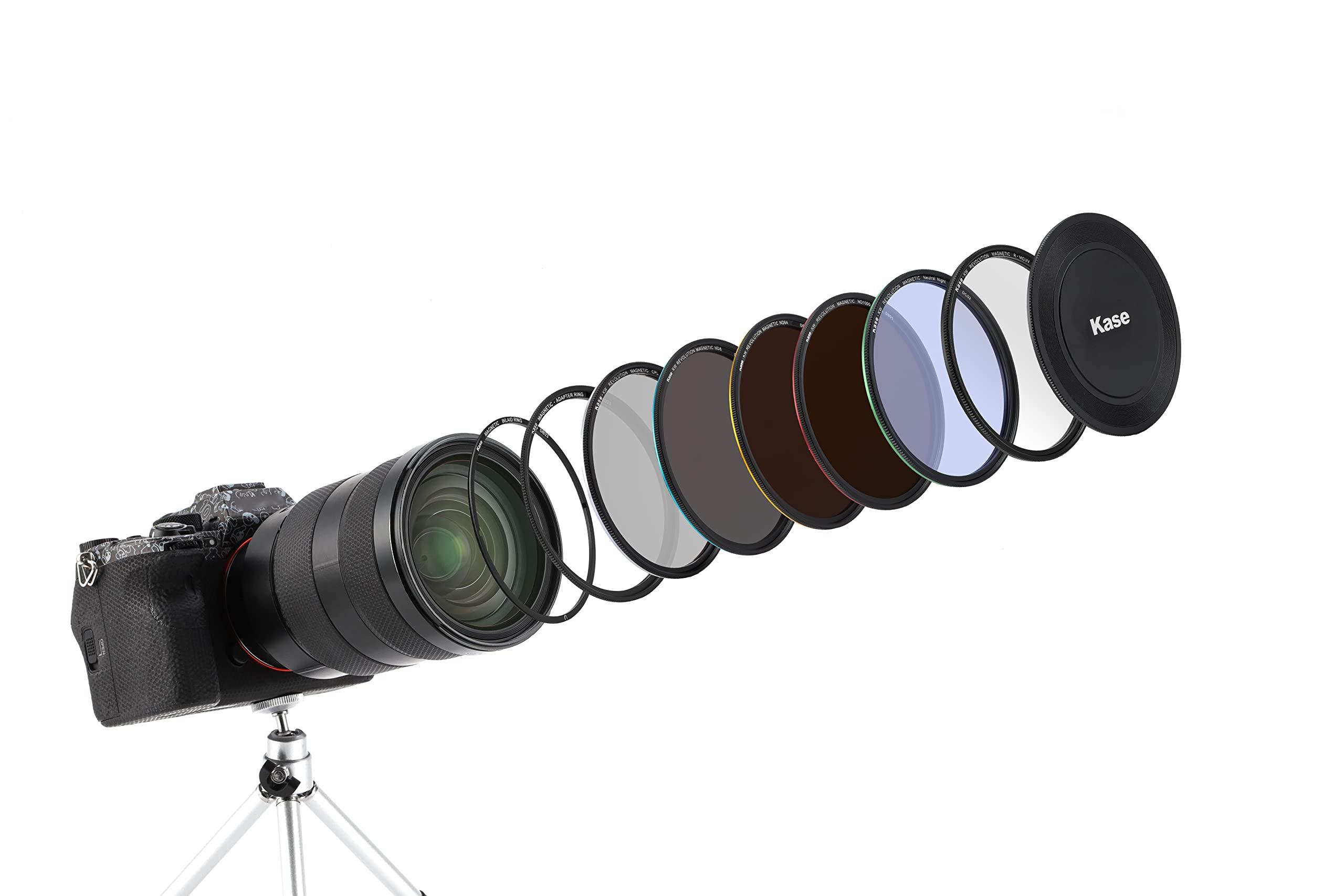 Kase Kase KW Revolution Mega Filter Kit Magnetic Shockproof Tempered Optical Glass w Color Coded Rings inc CPL ND8 ND64 ND1000 R-MCUV Night Lens Cap & Case (72mm)