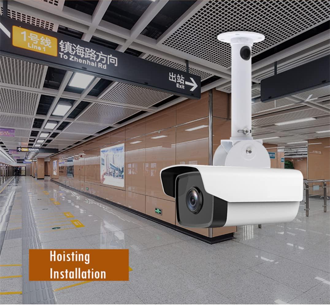 BeElion Heavy Duty Weatherproof Aluminum CCTV Camera Ceiling/Wall Mount Bracket - Universal for Dome/IP/Bullet Cameras, Beige, 9.8" Length, 180 Tilt Adjustment