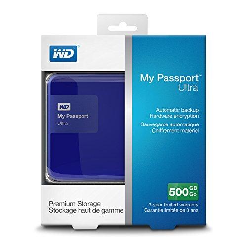 Western Digital WD 500GB Blue My Passport Ultra Portable External Hard Drive - USB 3.0 - WDBWWM5000ABL-NESN