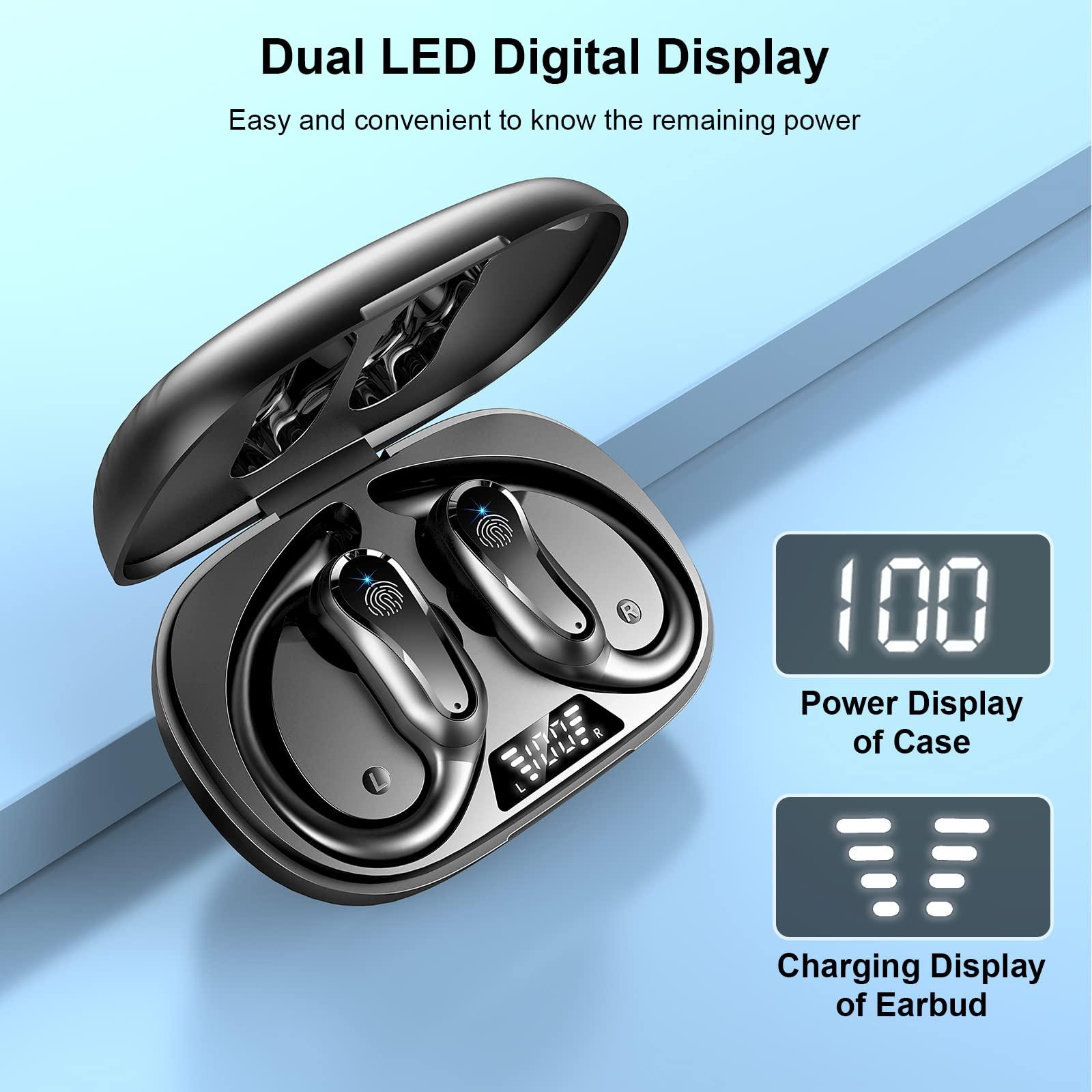 SGNICS for Sony Xperia Pro-I Bluetooth 5.1 Headphones with Dual LED Digital Display 42Hrs Playtime, IP7 Waterproof Running Headphones with Earhooks & Mic