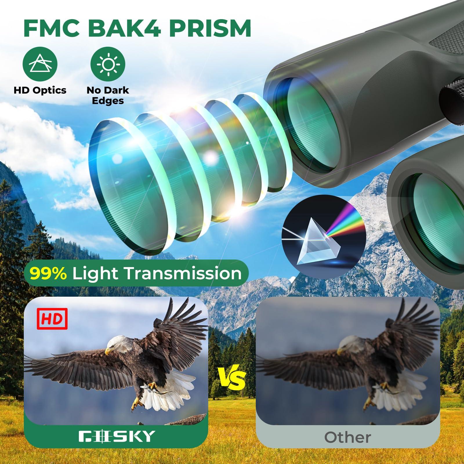 Gosky Gosky 10X42 HD Binoculars for Adults with Phone Adapter, High Power Binoculars with BAK4 Prism and FMC Lens, Waterproof Binocularsfor Bird Watching Hunting Traveling Outdoor Sports