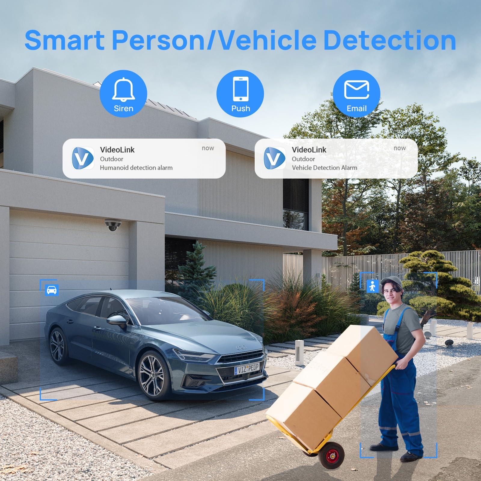 VIKYLIN 6MP IP PoE PTZ Camera Outdoor with Pan/Tilt 3X Optical Zoom,2.8-8mm Motorized Lens,98ft IR Night Vision, Built-in Mic, Human/Vehicle Detection,IP66&IK10, Blue Iris, NDAA Compliant Dome Mini PTZ Camera