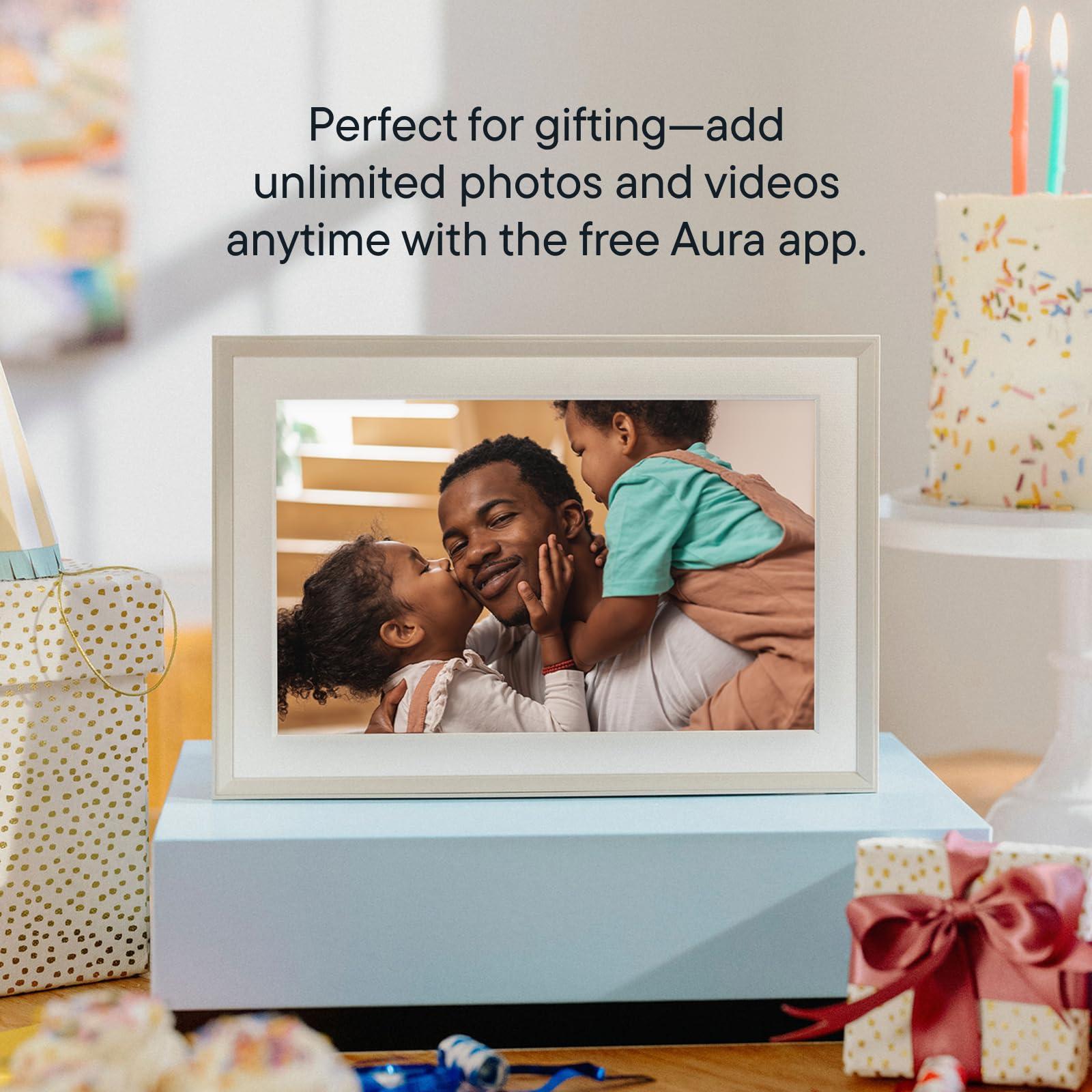 AURA Aura Carver 10.1" WiFi Digital Picture Frame | The Best Digital Frame for Gifting | Send Photos from Your Phone | Quick, Easy Setup in Aura App | Free Unlimited Storage | (Clay with White Mat)