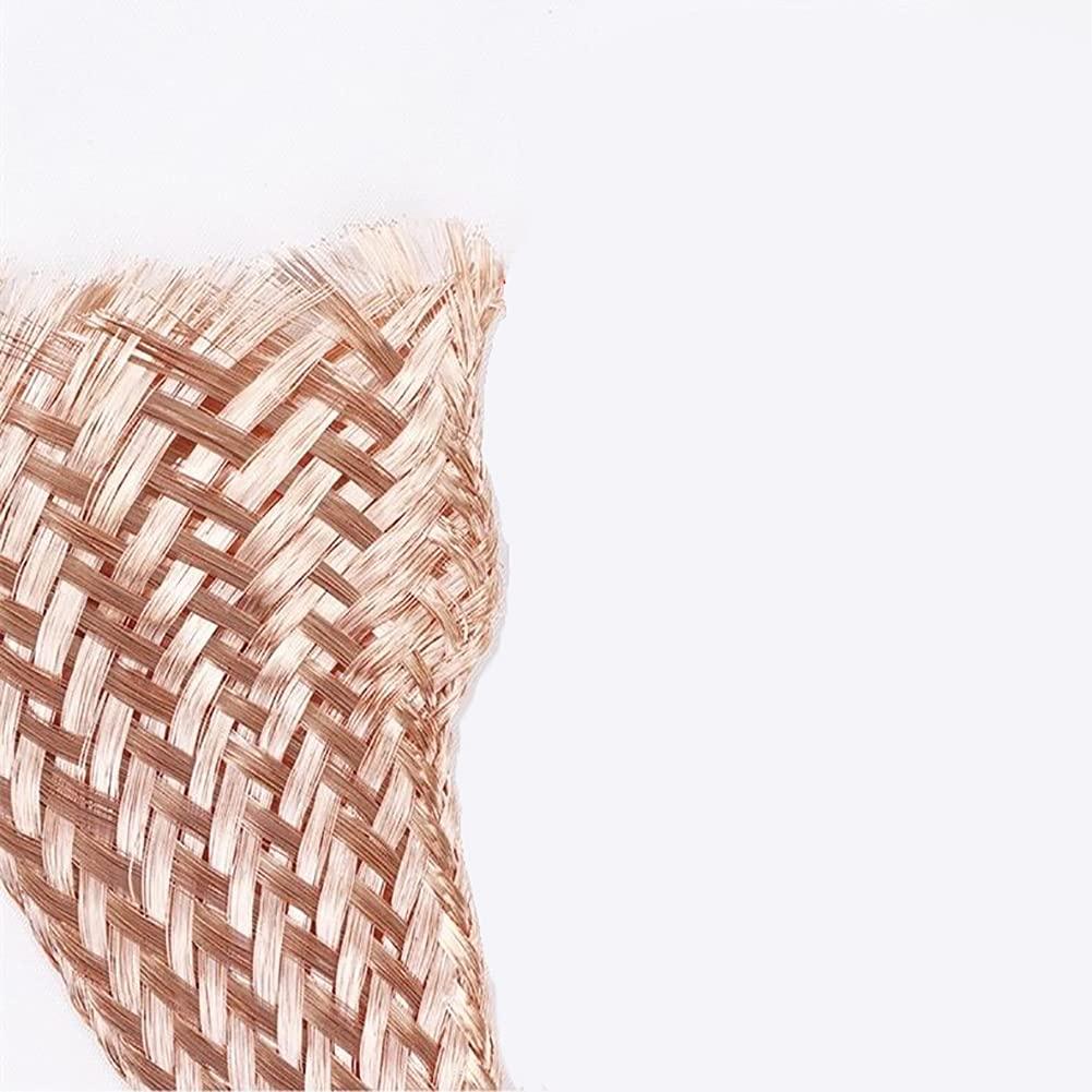 BAIWANLIN BAIWANLIN Bare Copper Braided Ground Wire Flat Stranded Soft Conductive Band Strip Strap Lead Cable Lightning Ground Rod Length: 5m,8#:15x1.5mm