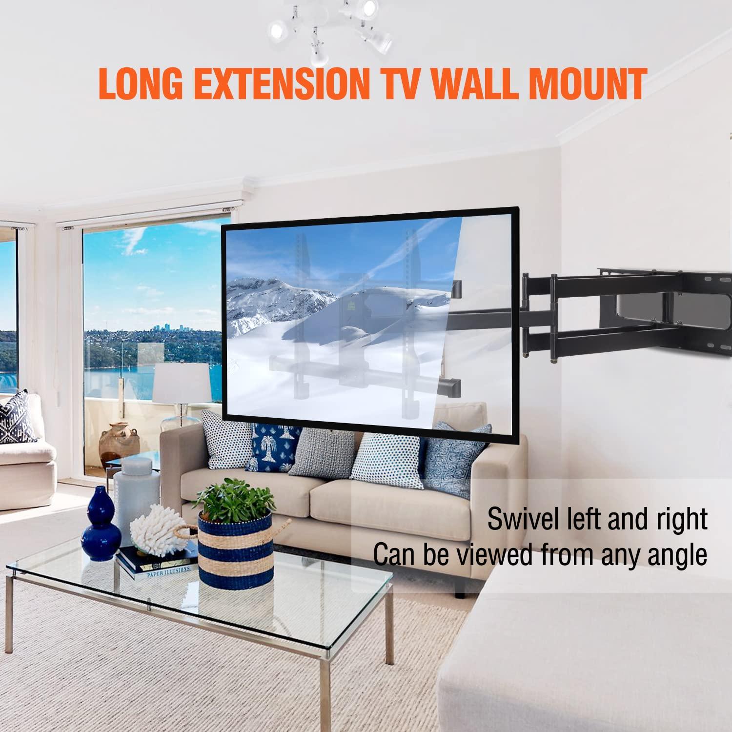 FORGING MOUNT Heavy Duty Long Arm TV Wall Mount with 43" Dual Articulating Arms for Most 50-90inch TVs, Full Motion TV Mount Swivel Tilt TV Bracket Holds 198lbs, 16,18, 24 Studs VESA 600x400MM FORGING MOUNT