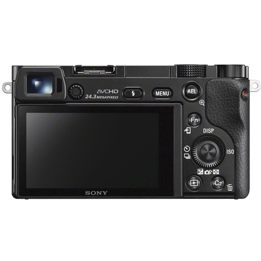 Sony Sony Alpha a6000 Mirrorless Camera with 16-50mm Lens (ILCE6000L/B) + 64GB Card + Card Reader + Case + Flex Tripod + Hand Strap + Memory Wallet + Cap Keeper + Cleaning Kit (Renewed)