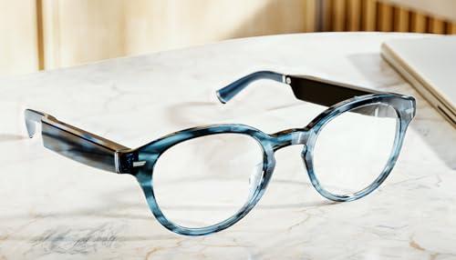 Amazon Amazon Echo Frames, an Alexa device (newest model), Smart glasses with Alexa, Round frames in Blue Tortoise with blue light filtering lenses