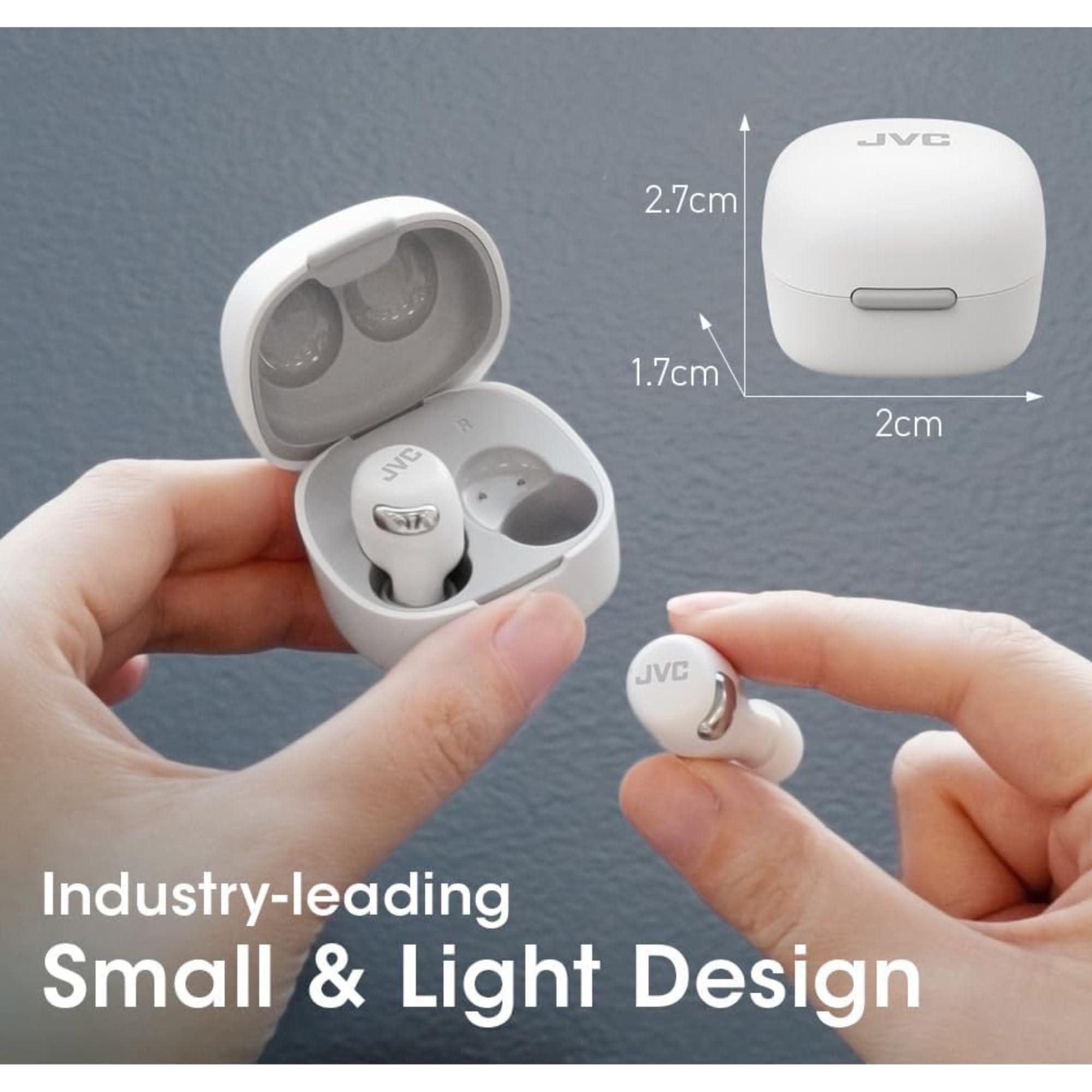 JVC JVC True Wireless Compact Earbuds Active Noise Cancelling - Bluetooth 5.3 Ear Buds Headphones for iPhone, Android - 27 Hr. Playback, Low Latency Mode - IPX4 Sweat/Rain Proof, Quick Charge Case, Mic