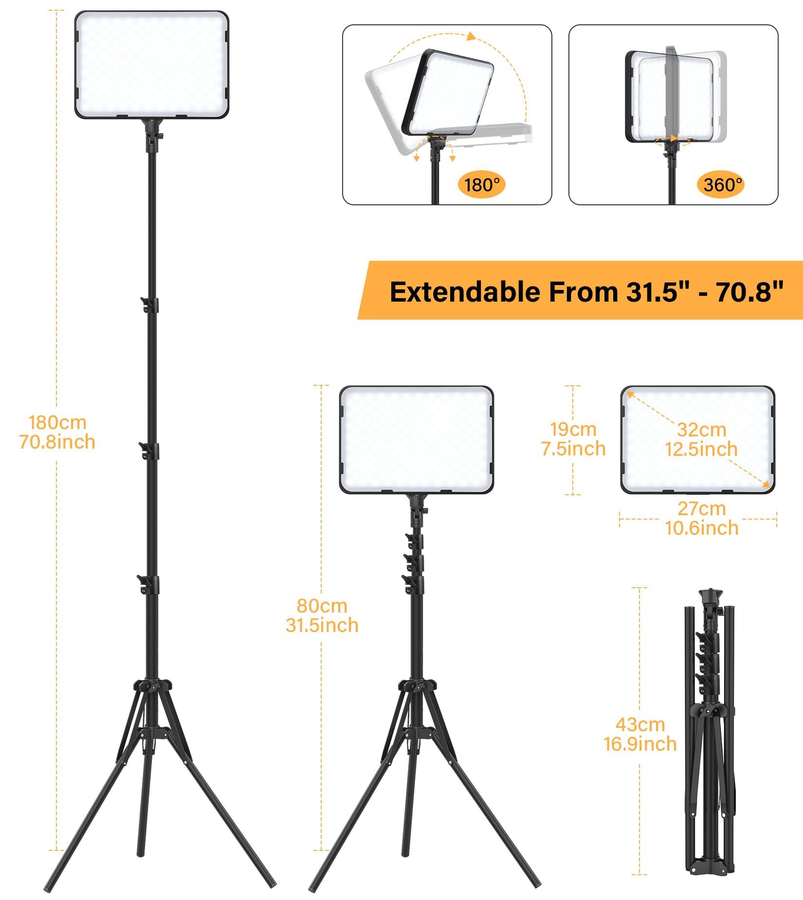 Unicucp Unicucp 2 Pack LED Video Light, Photography Lighting Kit with 62.99'' Tripod Stand, Dimmable 2500-8500K 22W Studio Lights for Video Recording Game Live Streaming YouTube Podcast Photo