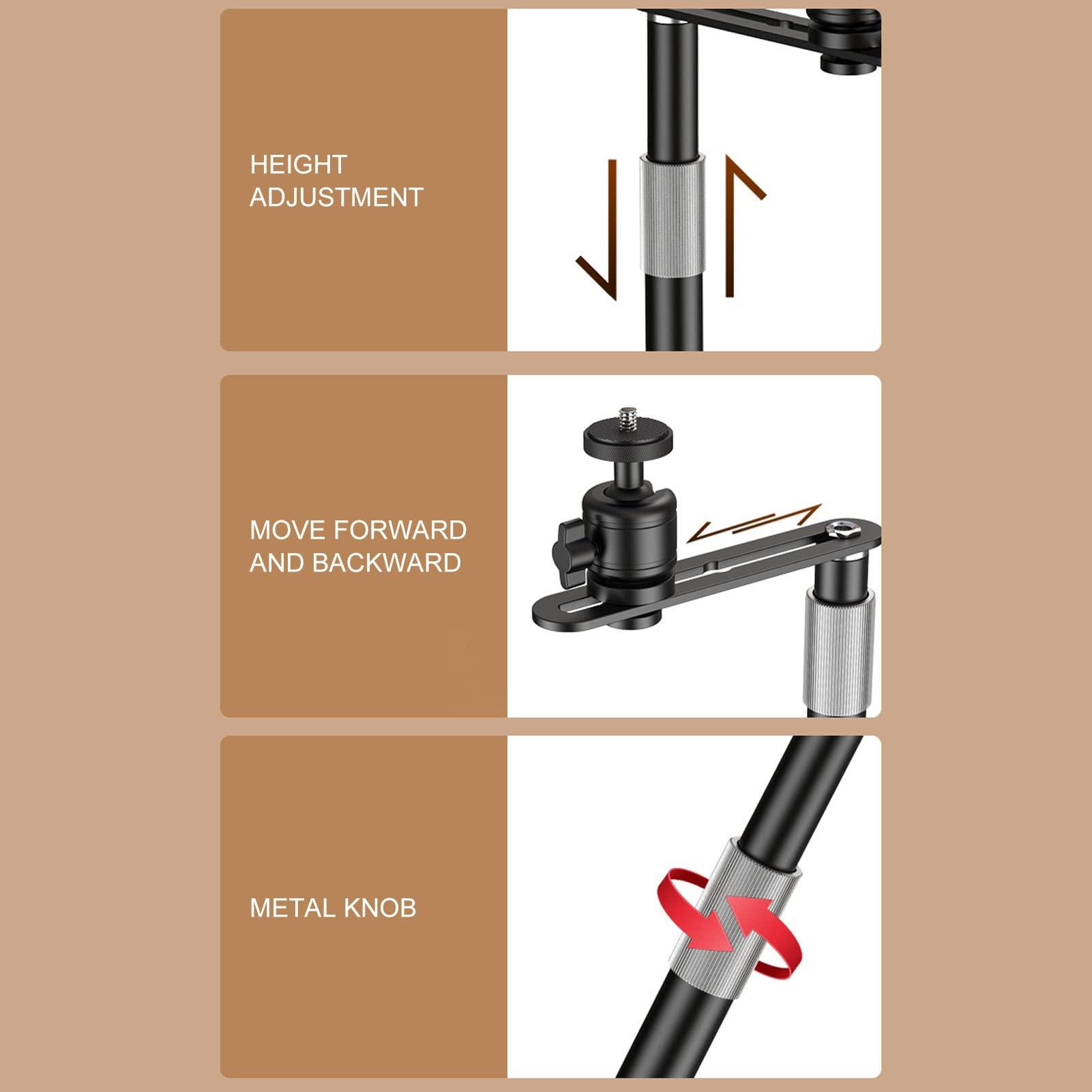 Dpofirs Projector Stand for Bed Headboard, Couch Back, Adjustable Height, 360 Degree Rotatable 90 Degree Tiltable, Metal Structure Projector Mount (White)