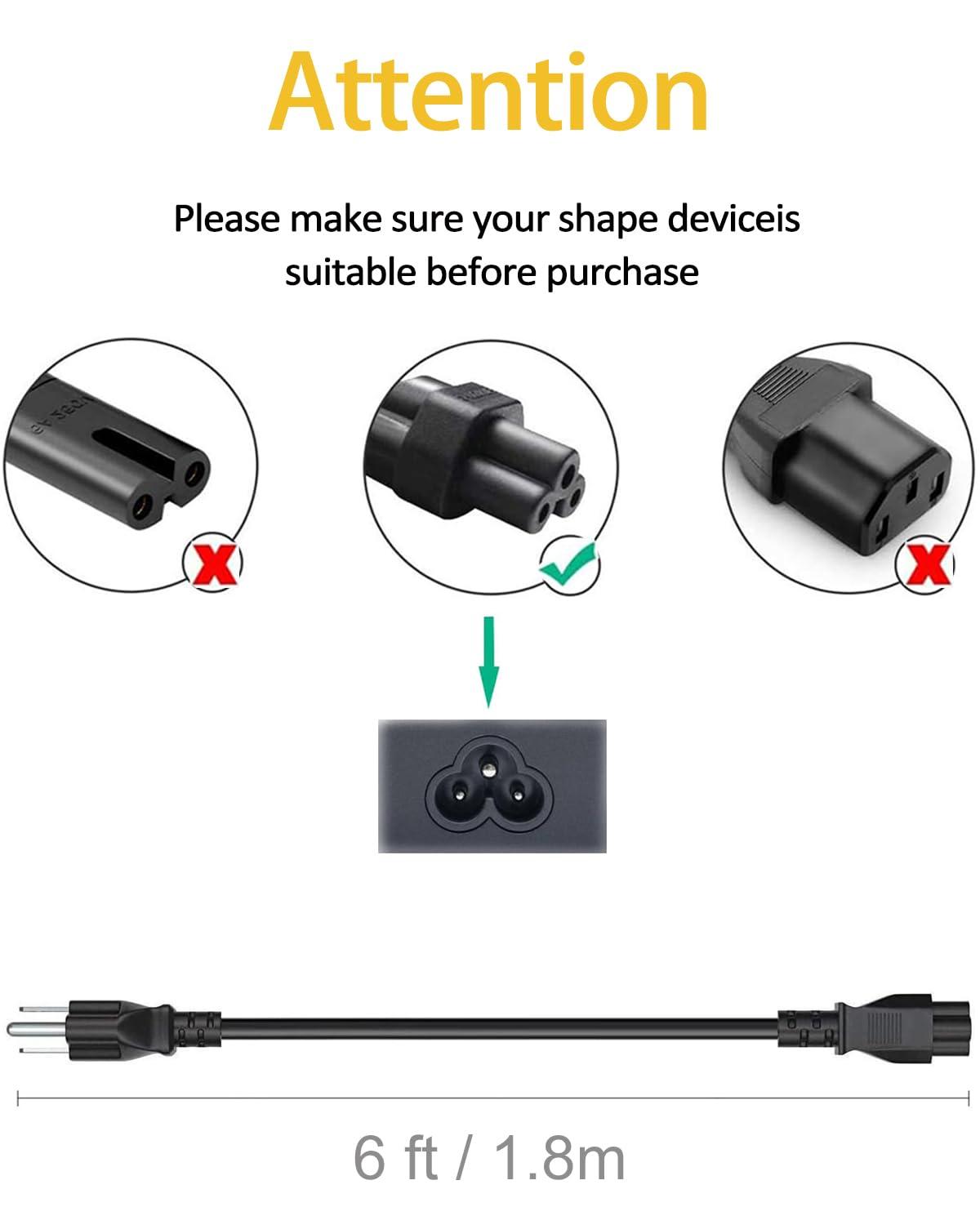 LitStar AC Power Cord for LG TV 32" 39" 40" 42" 44" 47" 49" 50" 55" 60" 65" Inch Smart LED LCD HD TV 3 Prong Power Cable Replacement 6 Feet
