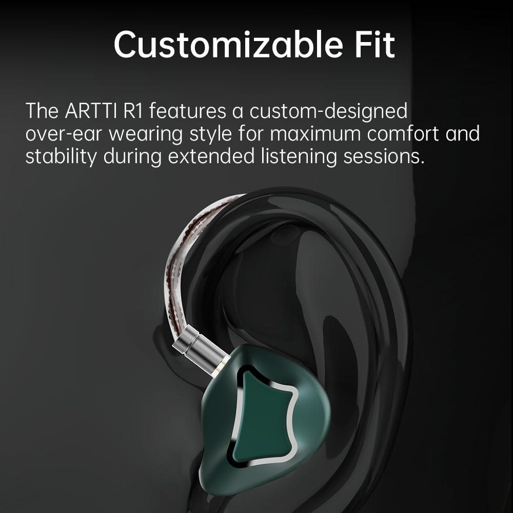 ARTTI ARTTI R1 in Ear Monitors Earphones, 3DD HiFi Bass Wired Earbuds Gaming IEM Headphones with Detachable 0.78mm 2pin Cable for Singer Musician Audiophile (no mic, 3.5mm)