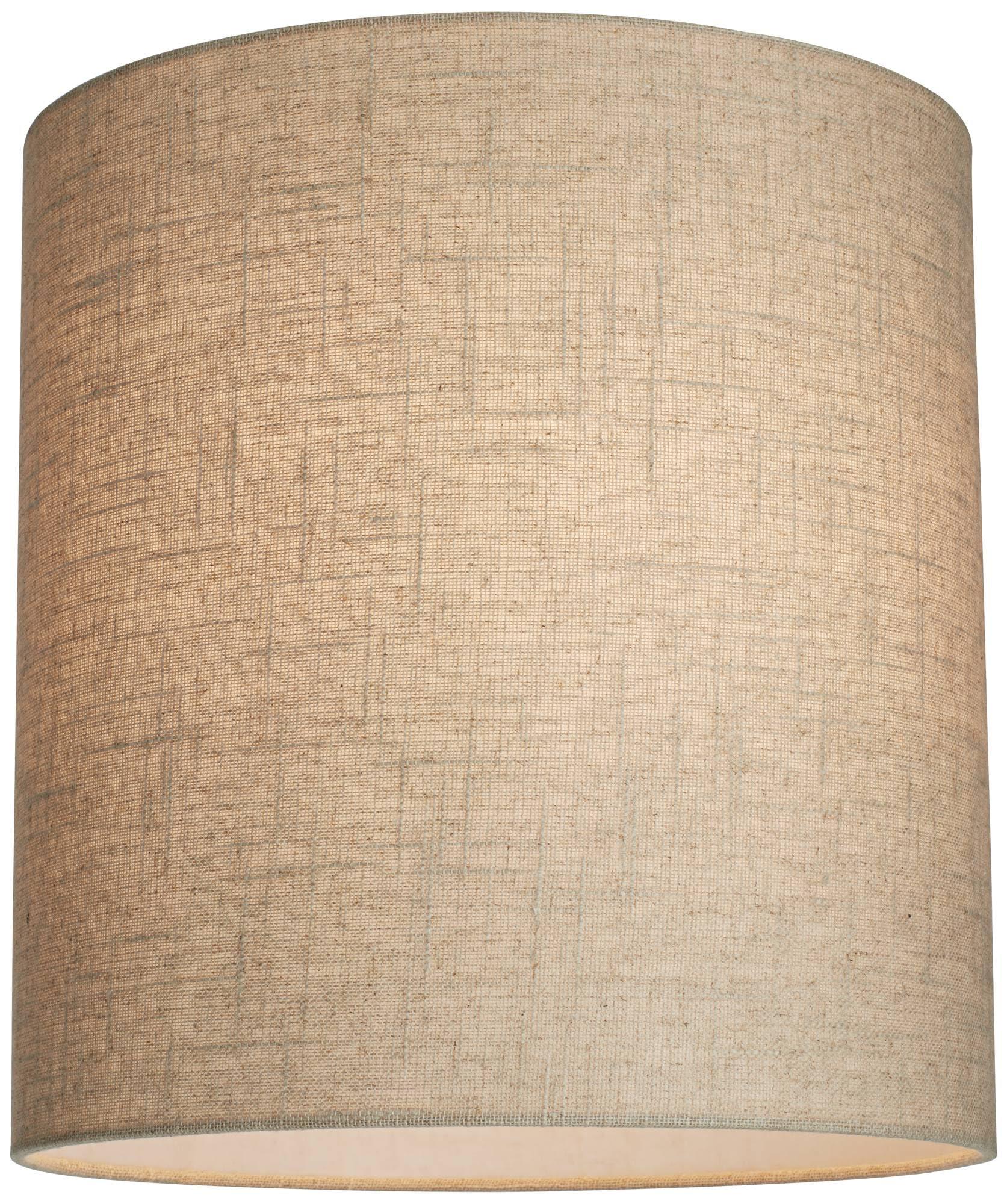 Springcrest 14\" Top x 14\" Bottom x 15\" High x Lamp Shade Replacement Medium Tall Oatmeal Beige Drum Round Rustic Farmhouse Western Linen Fabric Spider Harp Finial - Springcrest