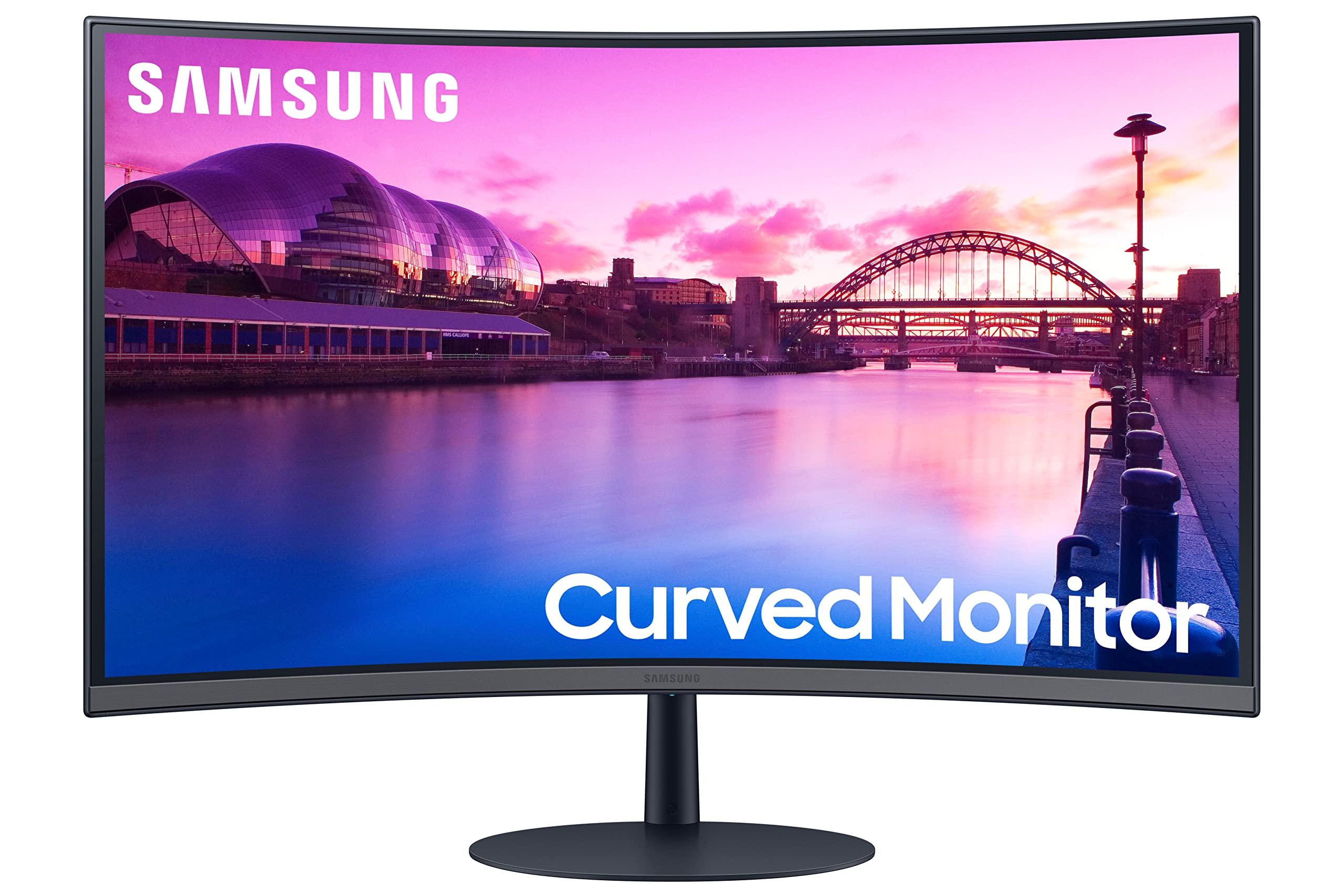 SAMSUNG SAMSUNG 27-Inch S39C Series FHD Curved Gaming Monitor, 75Hz, AMD FreeSync, Game Mode, Advanced Eye Comfort, Frameless Display, Built in Speakers, Slim Metal Stand, LS27C392EANXGO, 2023, Black
