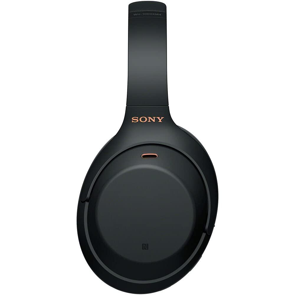 Sony Sony WH-1000XM4 Wireless Noise-Canceling Over-Ear Headphones (Black) with Mic for Phone-Call and Voice Control (WH1000XM4/B) + Headphone Stand + USB Adapter