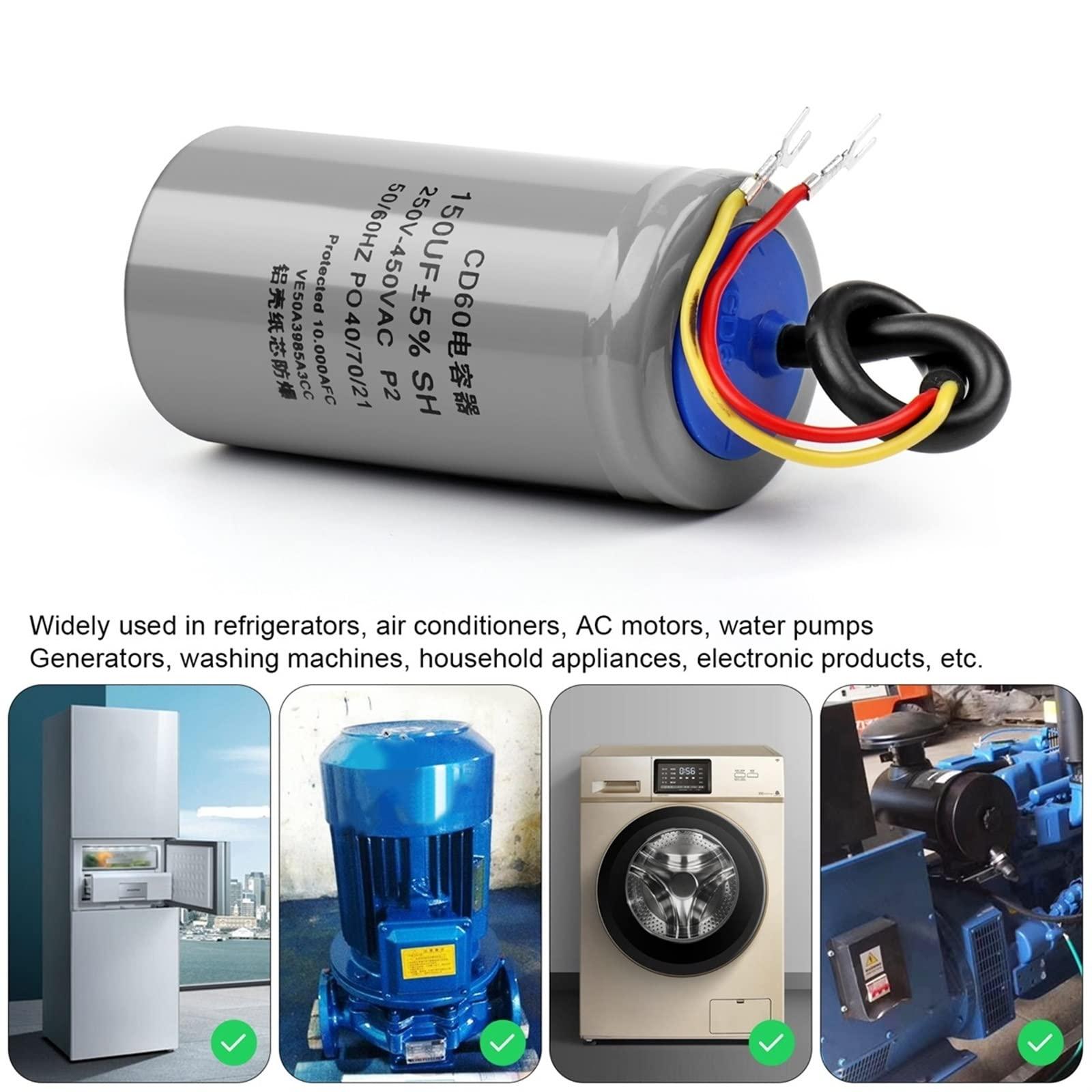 AHAFEI AHAFEI 2Pcs CD60 Starting Capacitor 450V 50 75 100 150 200 250 300 350 400UF Motor Starting Capacitor Motor Run (Size : 150UF Blue)