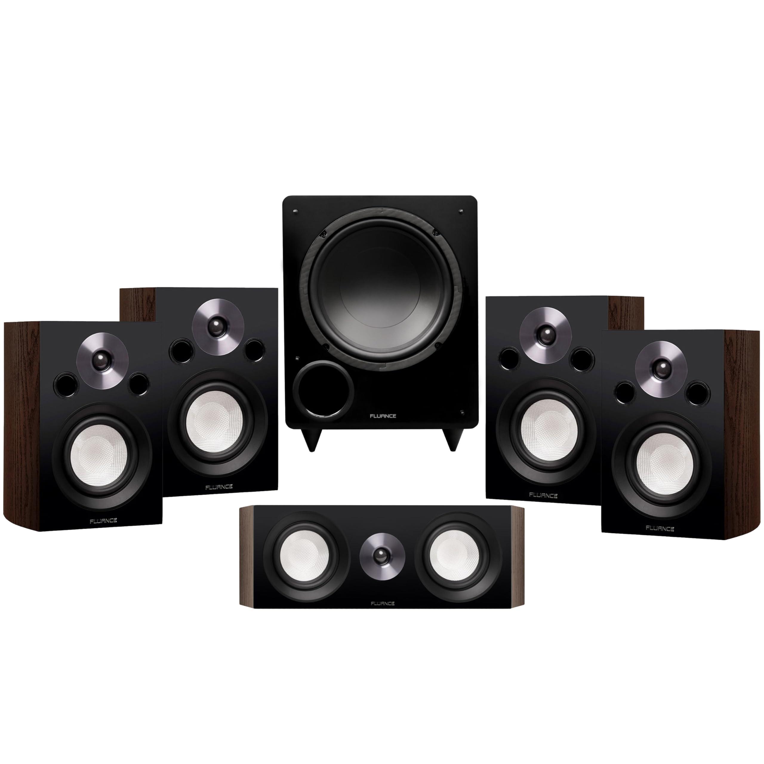 Fluance Fluance Reference Compact Surround Sound Home Theater 5.1 Channel Speaker System Including 2-Way Bookshelf, Center Channel, Rear Surround Speakers and DB10 Subwoofer - Natural Walnut (X851WC)