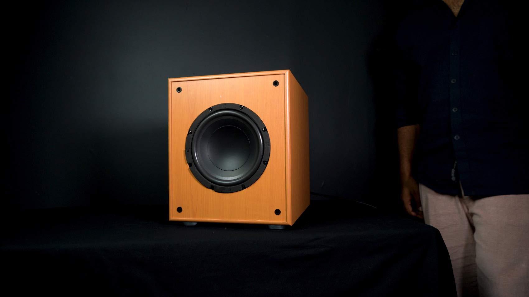 Rockville Rockville Rock Shaker 8 Classic Wood, 8\" Powered Subwoofer, 400W, Deep Bass, Class-D Amp, RCA Inputs, Perfect for Home Theater & Studio