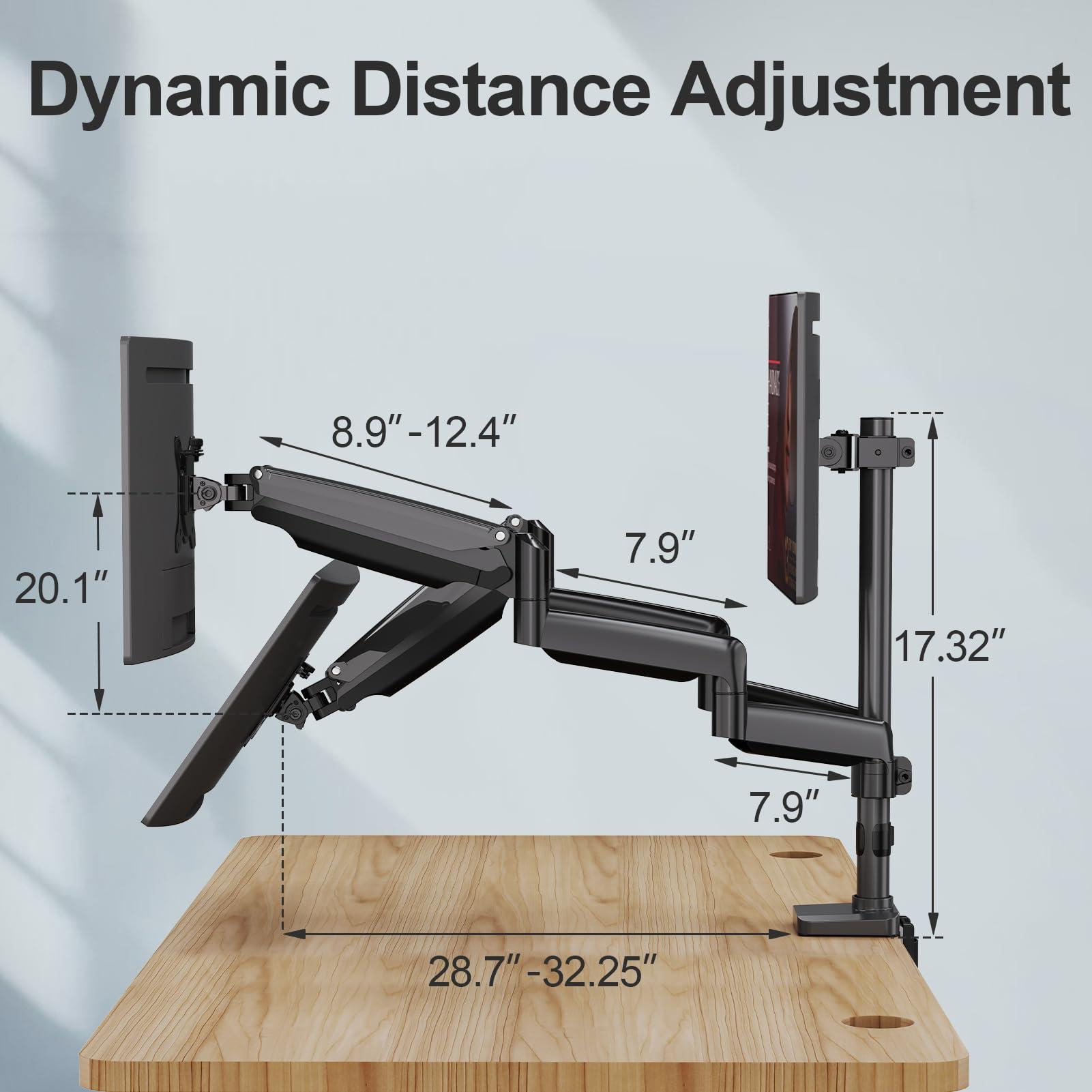 MOUNT PRO MOUNT PRO Triple Monitor Mount, 3 Monitor Desk Mount for There Screens up to 32 Inch, Full Motion Gas Spring Triple Monitor Stand, Heavy Duty Monitor Arm Hold up to 17.6lbs Each, Black, (Pack of 3)